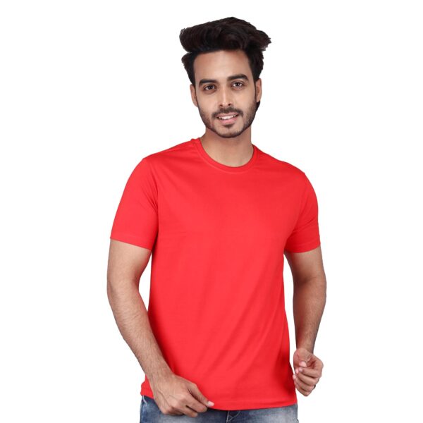 Men Solid Round Neck Pure Cotton Red T-Shirt