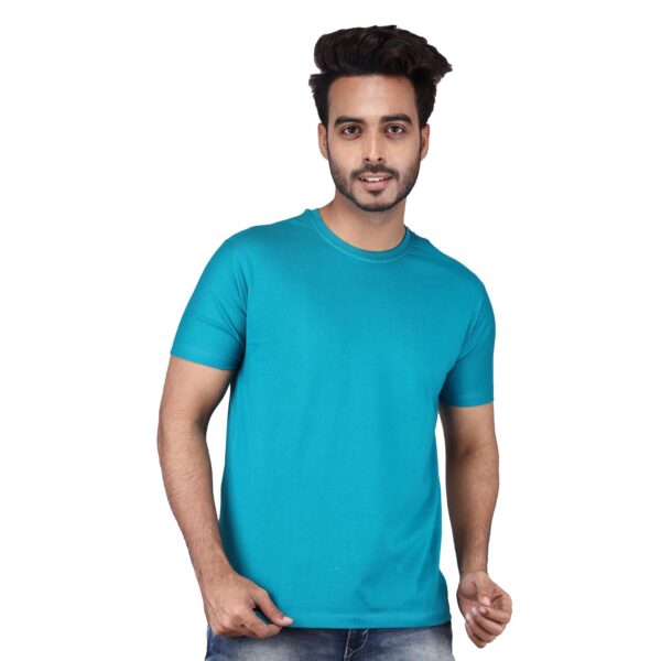 Men Solid Round Neck Pure Cotton Pastel Green T-Shirt