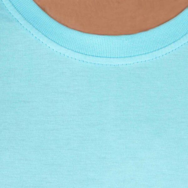 Men Solid Round Neck Pure Cotton Sky Blue T-Shirt - Image 4