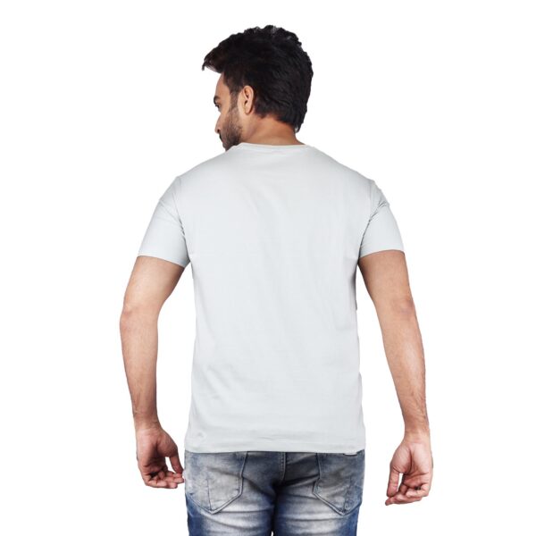 Men Solid Round Neck Pure Cotton Steel Grey T-Shirt - Image 5